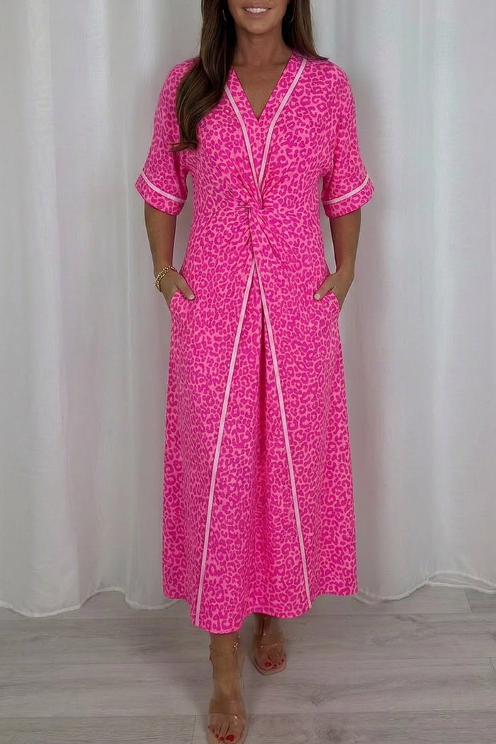 Twist Front Leopard Maxi Dress