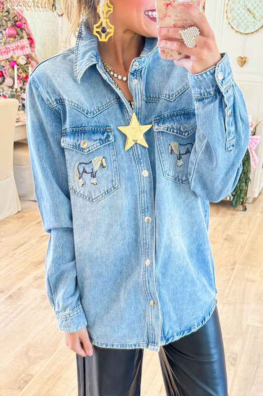 Front Button Western Embroidered Jacket
