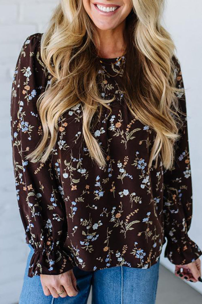 Antiqued Babydoll Floral Long SleeveTop