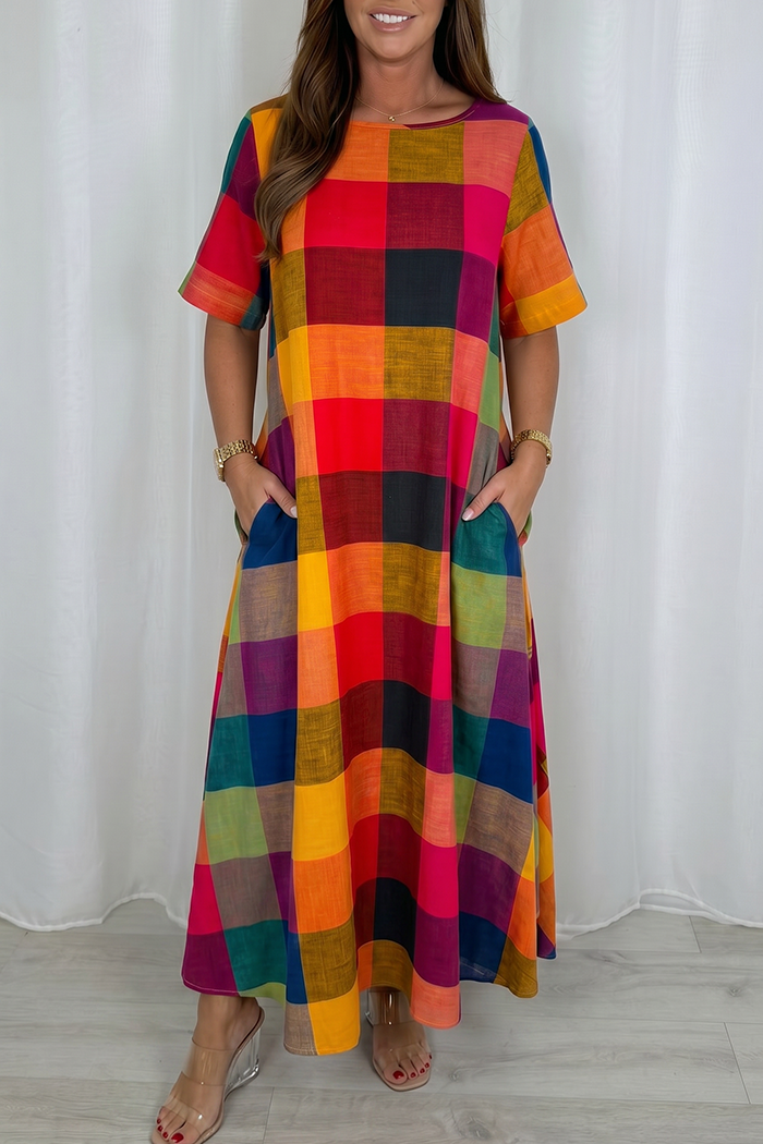 Casual Plaid Maxi Dress
