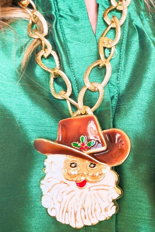 Cowboy Santa Pendant Chain Necklace