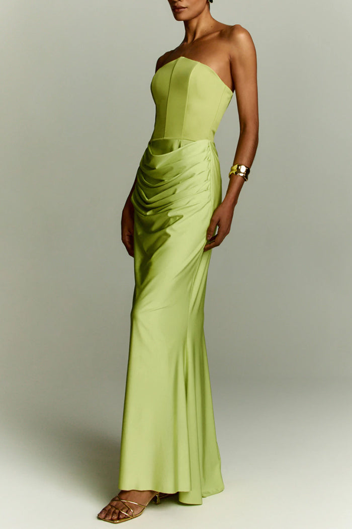 Ruched Strapless Mermaid Maxi Dress