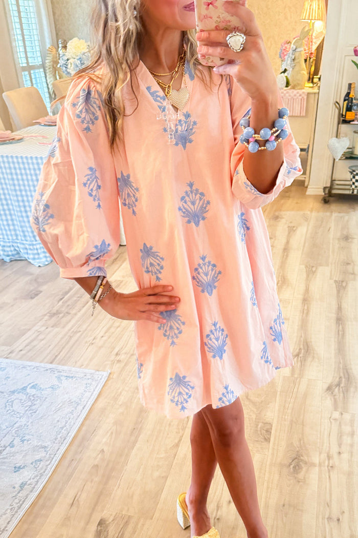 3/4 Puff Sleeve Mini Dress