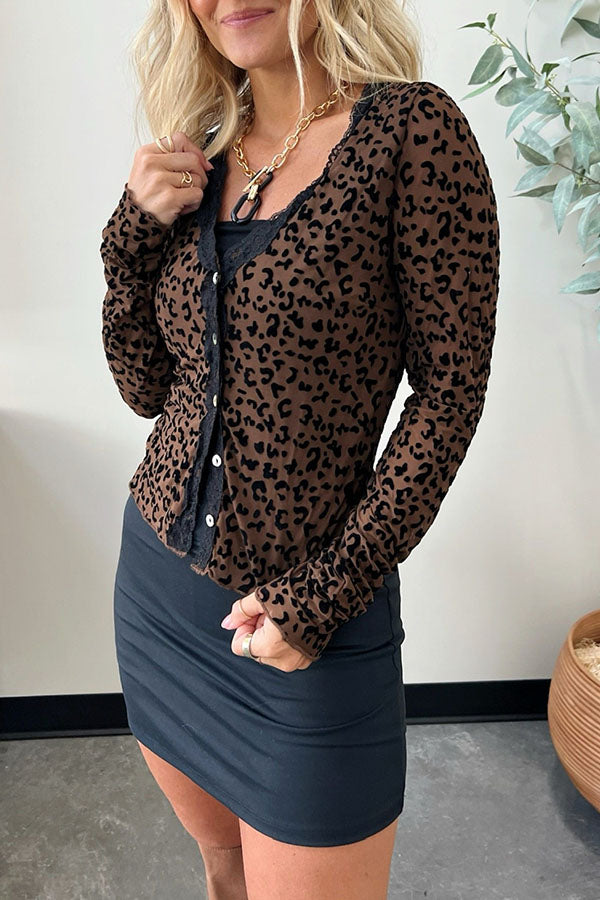 Leopard & Lace Long Sleeve Top
