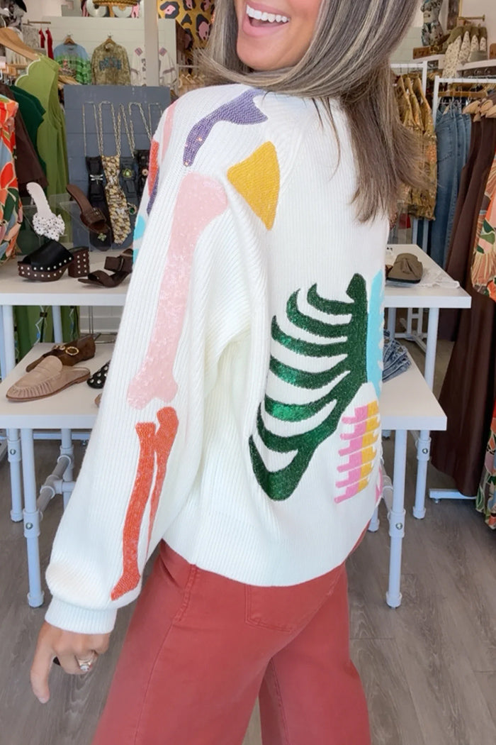 Colorful Skeleton Sequin Cardigan