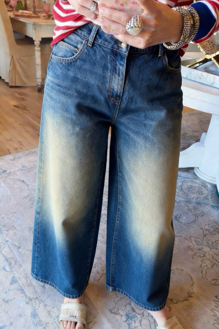 Wash Wide Leg Denim Pants