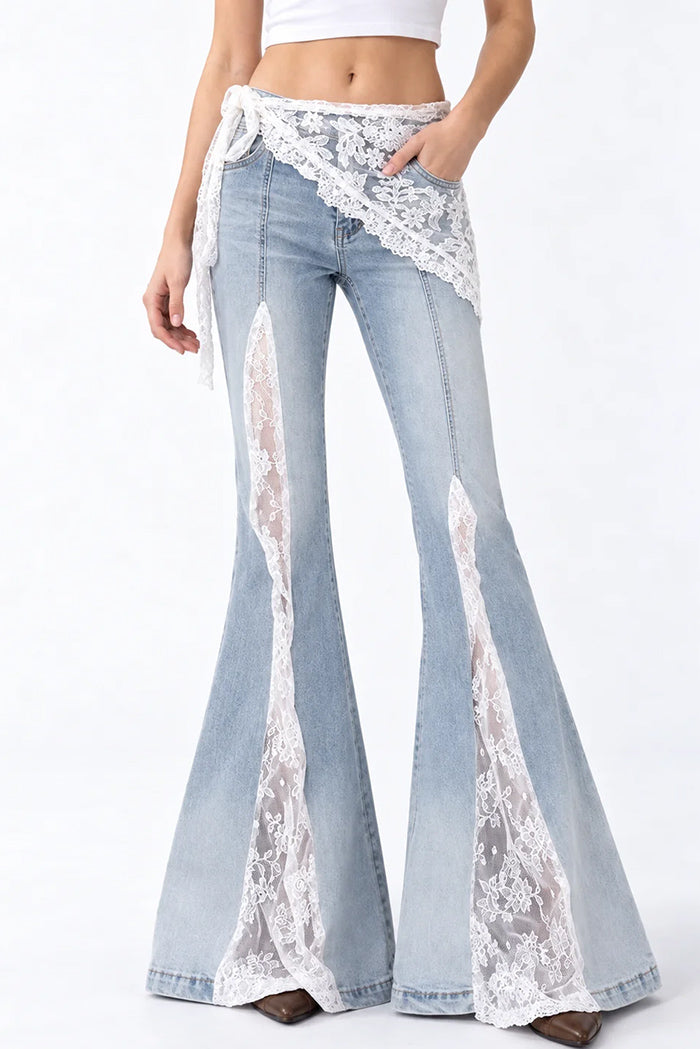 Lace Wrap Flare Jeans