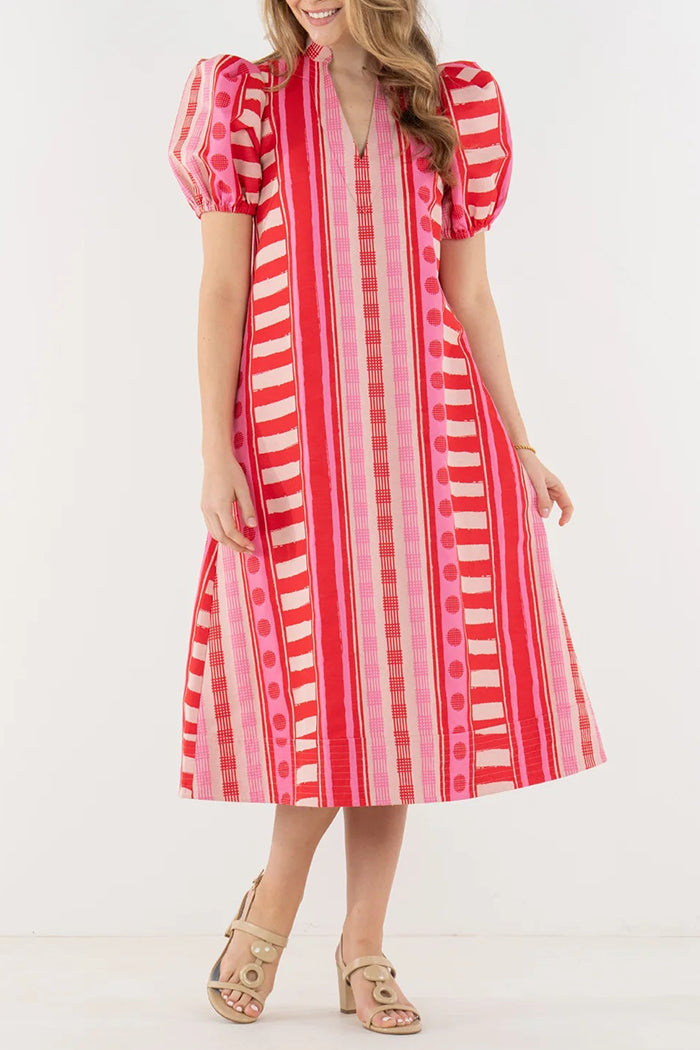 V-Neck Puff Sleeve Dress