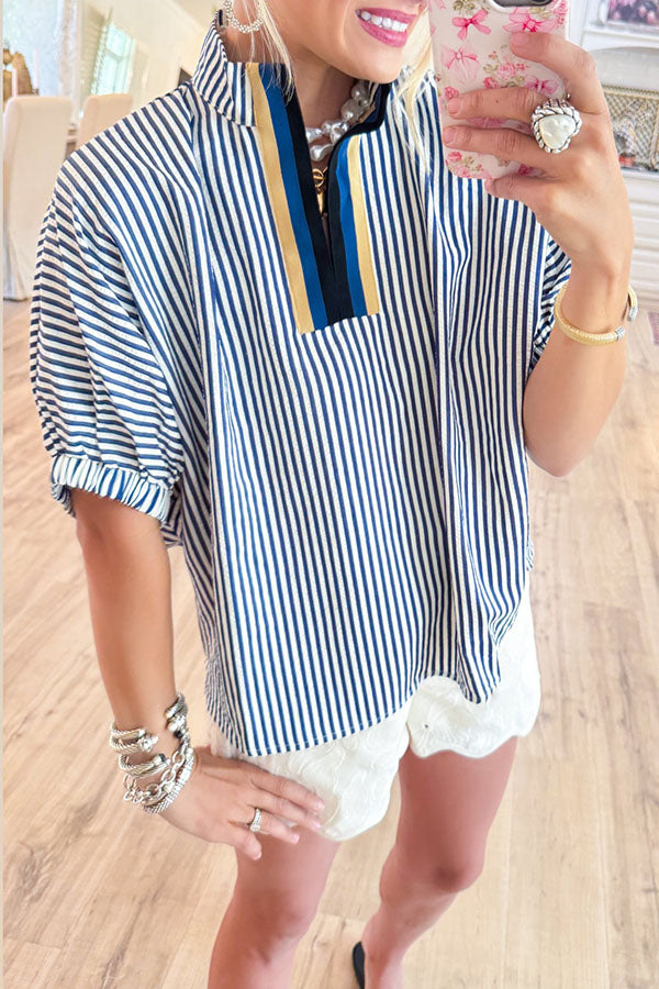 Casual Stripe Dolman Sleeve Top