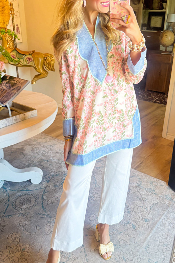 Scalloped Hem Wide Leg Pants