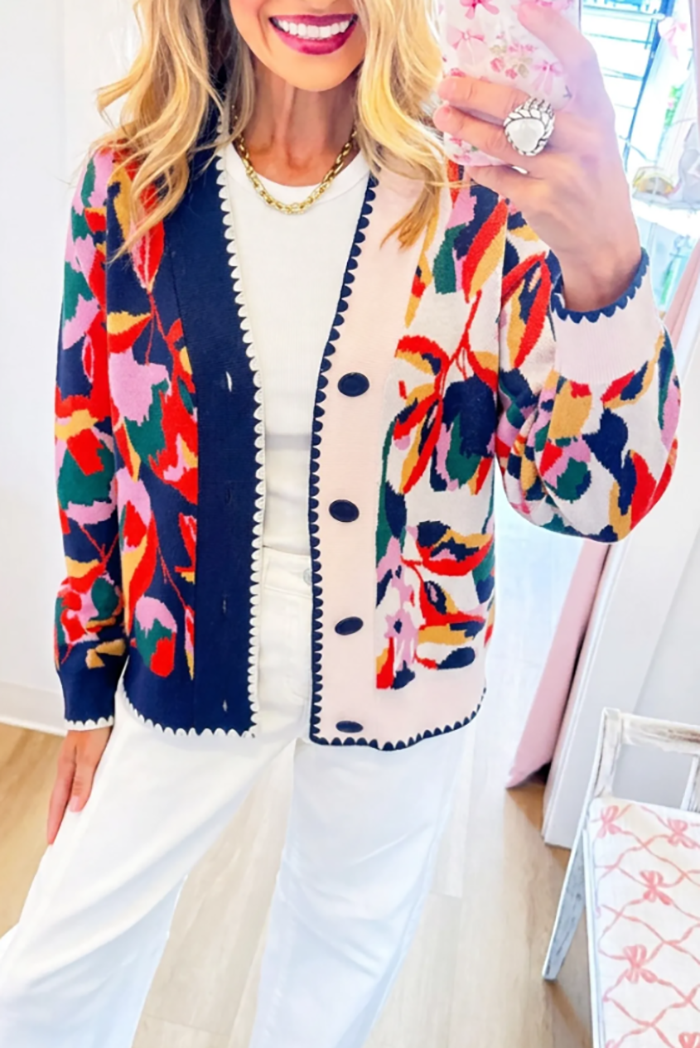 Casual Abstract Pattern Knit Cardigan