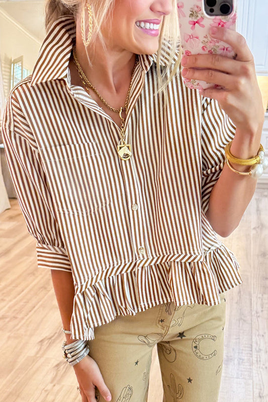 Stripe Ruffle Hem Top