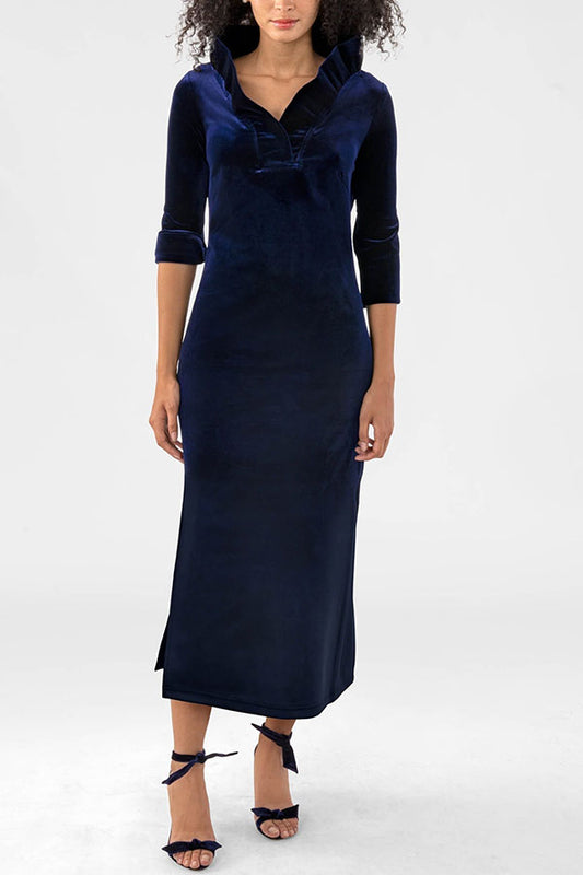 Ruffneck Silky Velvet Midi Dress