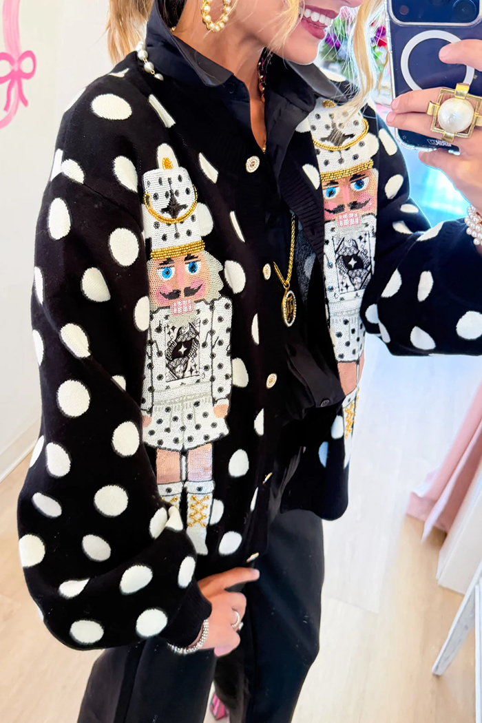 Black And White Polka Nutcracker Cardigan