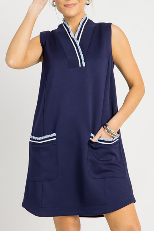 Ruffle Trim Pocket Dress
