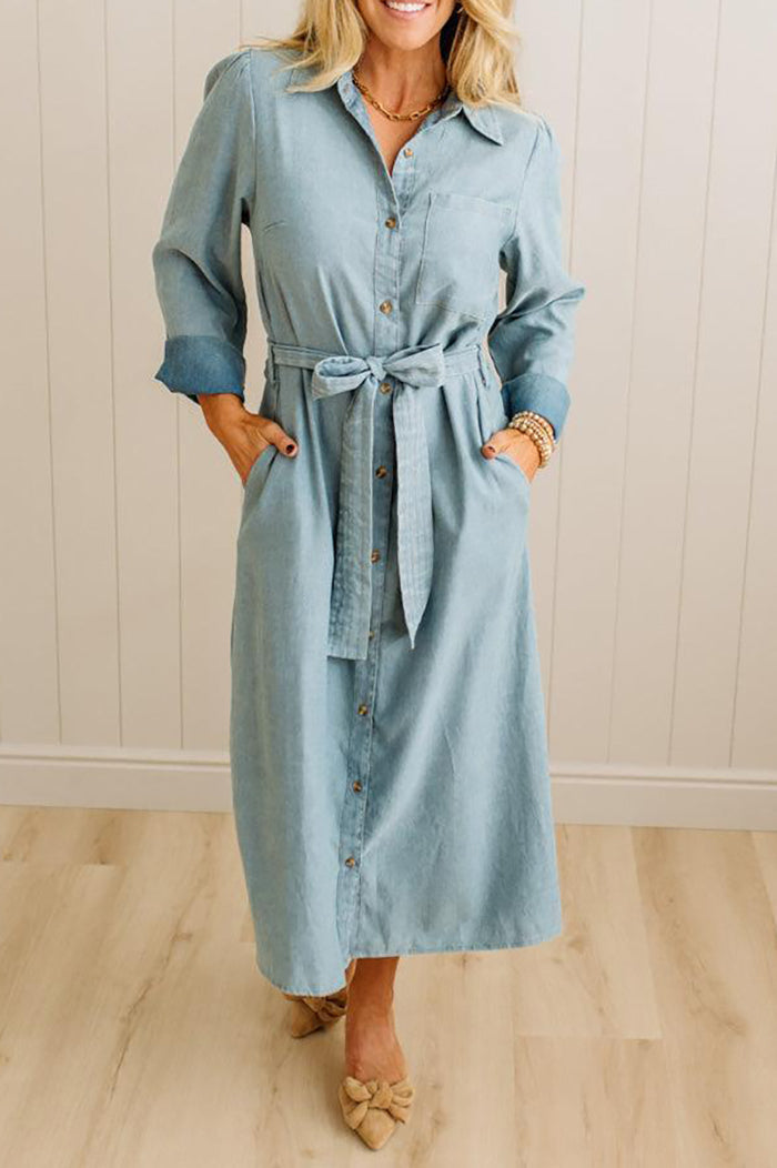 Denim Pocket Midi Dress