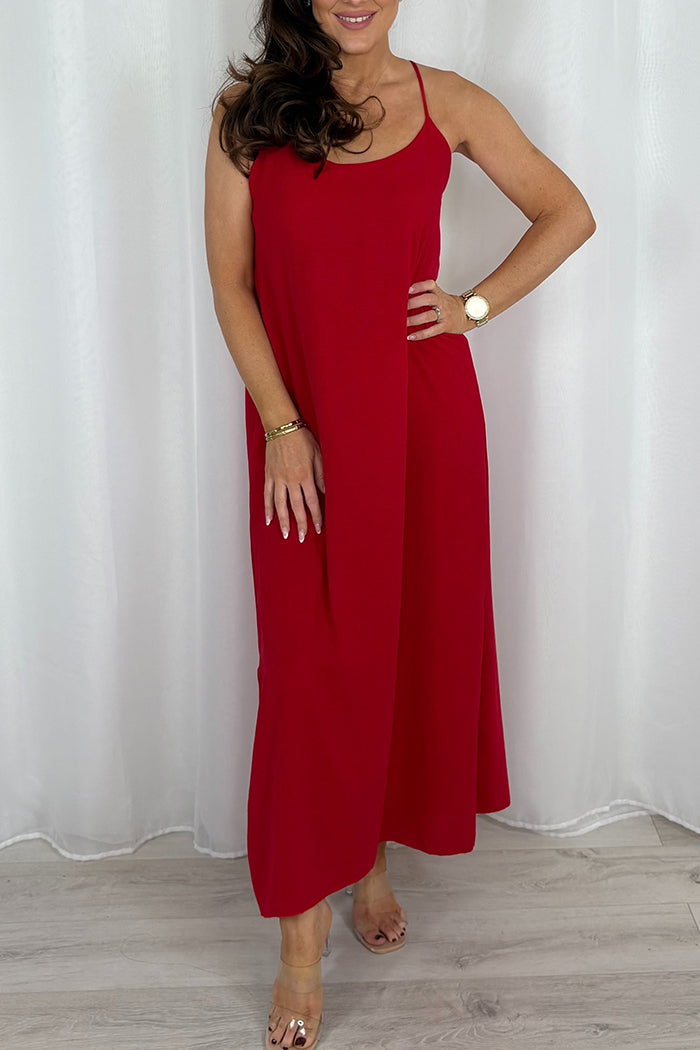 Casual Spaghetti Strap Maxi Dress