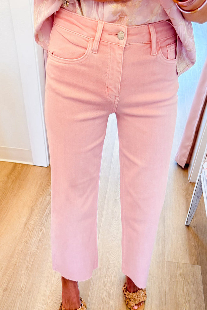 Pink High Rise Cropped Jeans