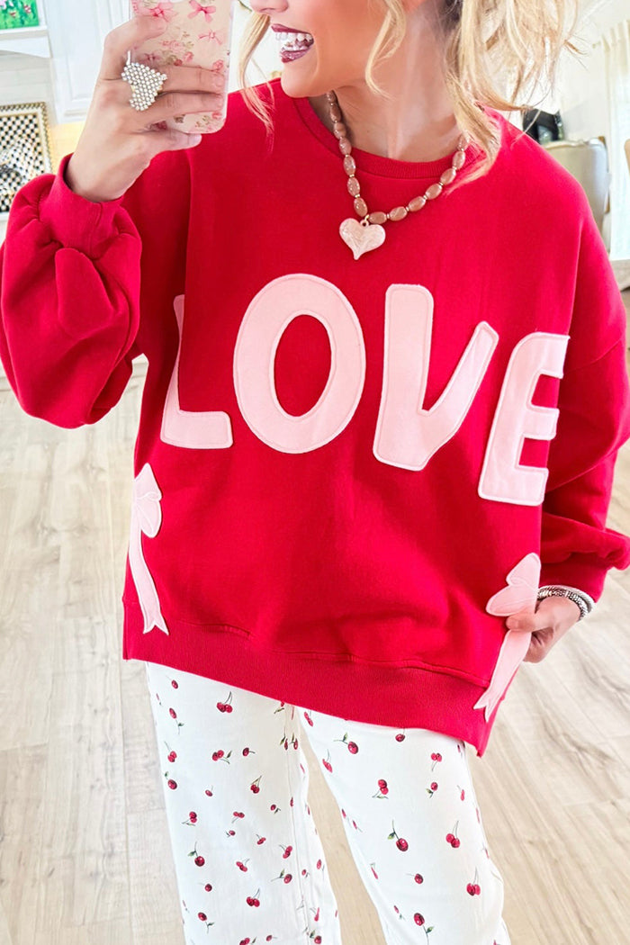 Casual Red Love Bow Sweatshirt