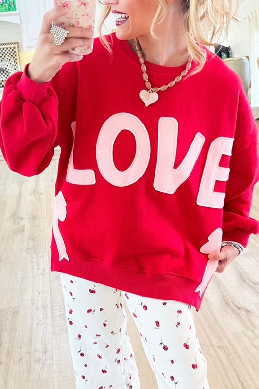 Casual Red Love Bow Sweatshirt