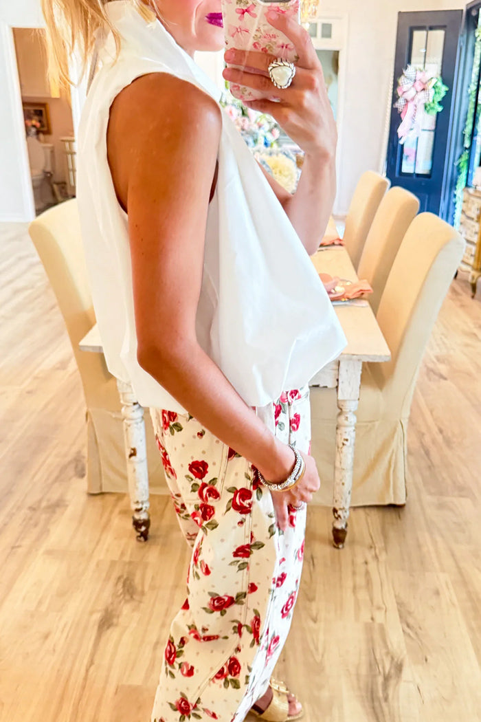 Collared Bubble Hem Sleeveless Top