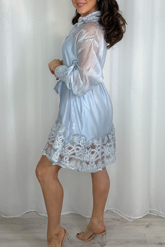 Lace Trim Shirt Dress