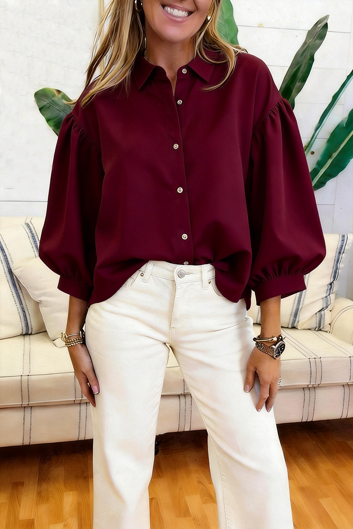 Puff Sleeve Button Down Top