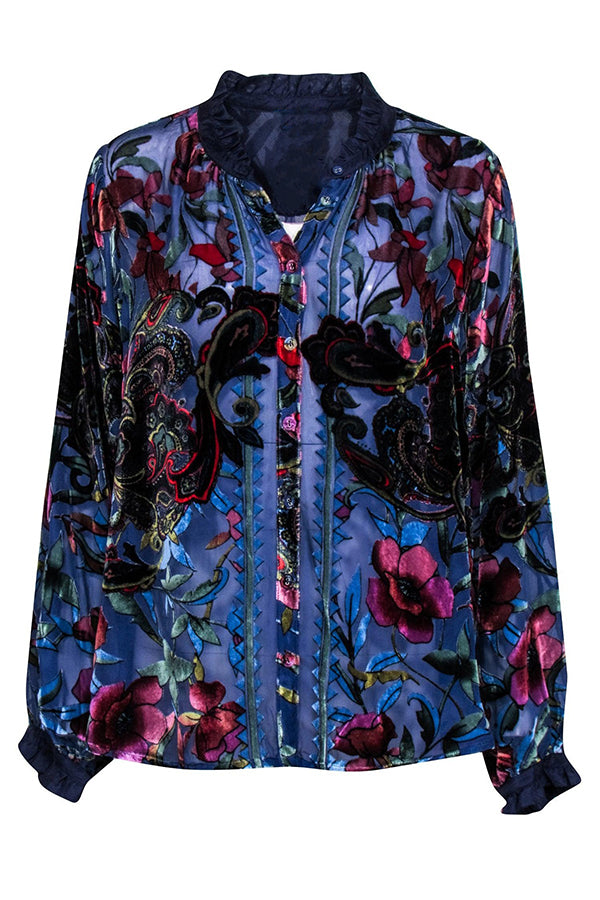 Vintage Floral Velvet Blouse