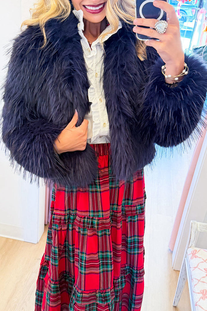 Navy Faux Fur Jacket