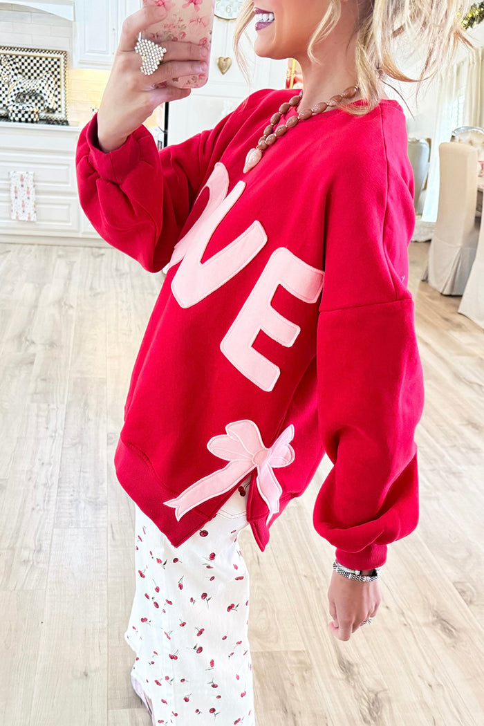 Casual Red Love Bow Sweatshirt