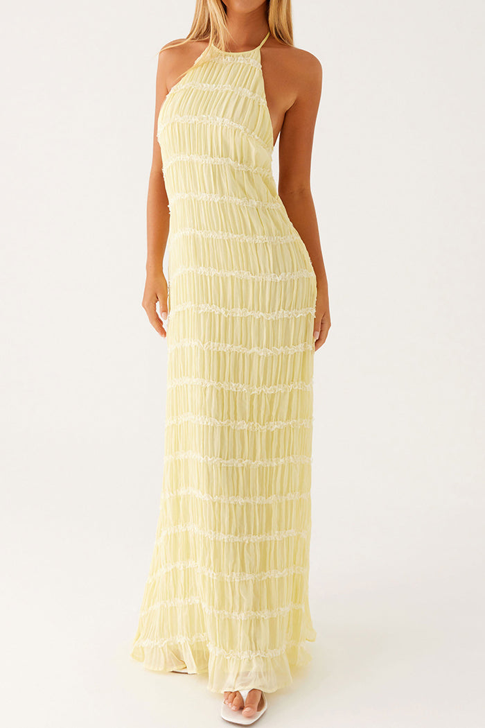 Tiered Halter Backless Maxi Dress