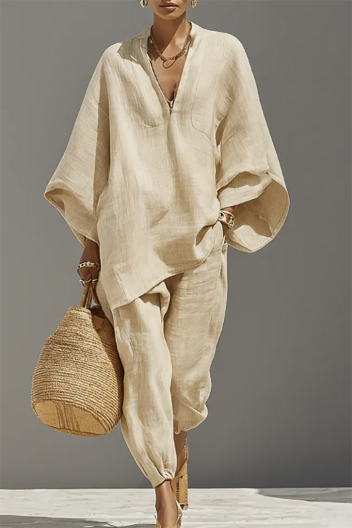 Batwing Sleeve Tapered Pant Two Piece Set