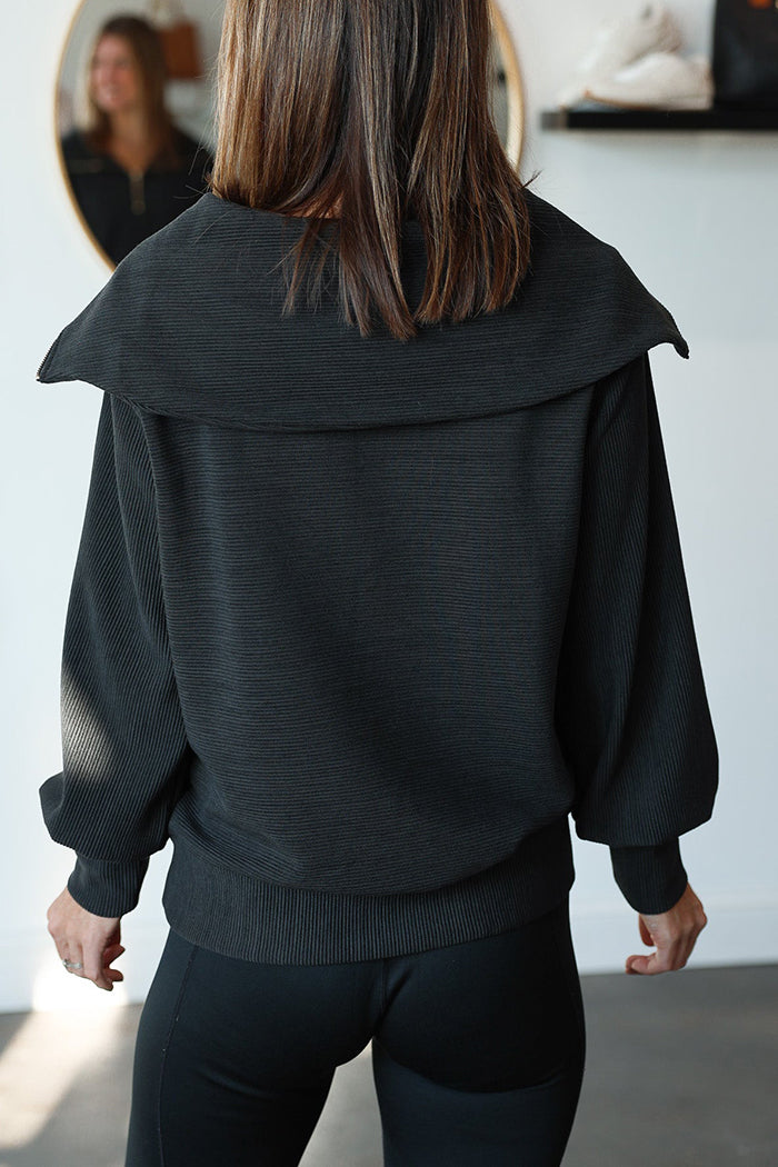 Oversized Collar Quarter Zip Top