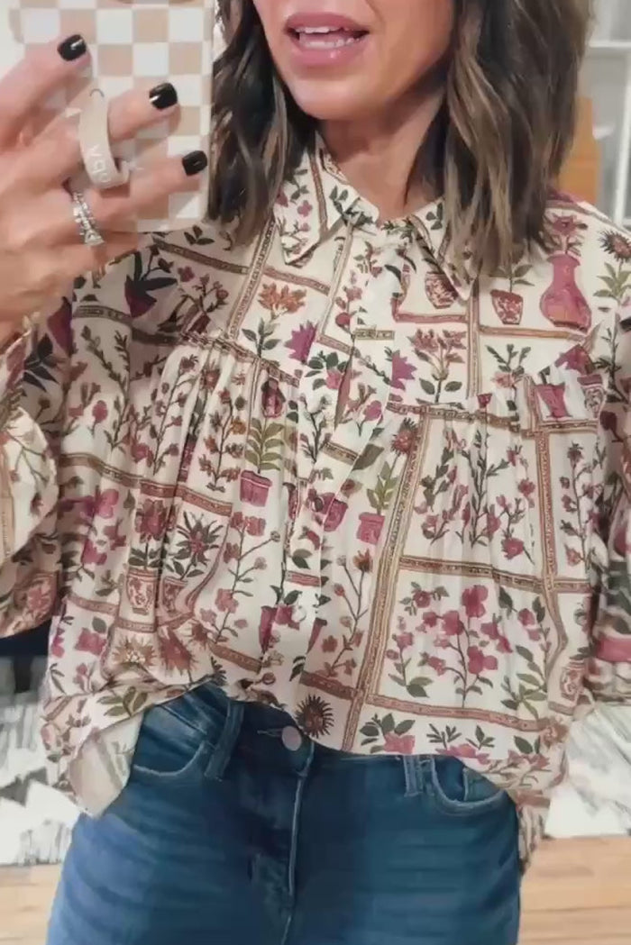 Floral Print Button Top