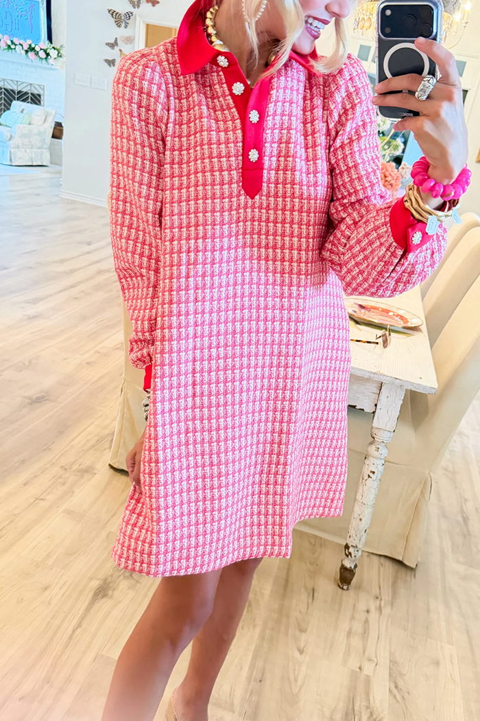 Tweed Long Sleeve Pocket Dress