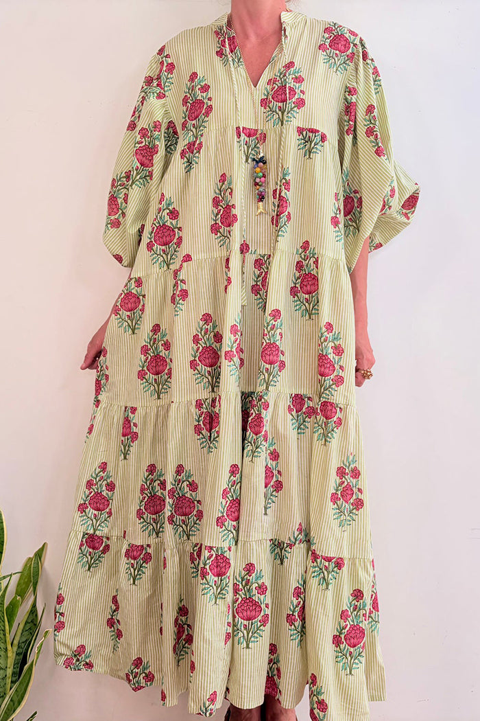 Floral Tiered Balloon Sleeve Dress