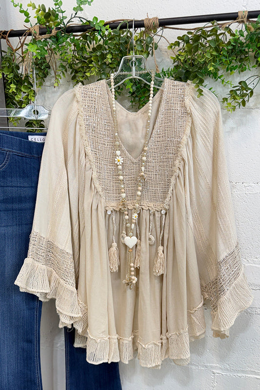 Boho Ruffle Bell Sleeve Peplum Top