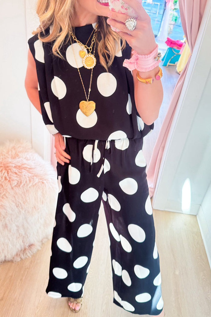Casual Polka Dot Pant Set