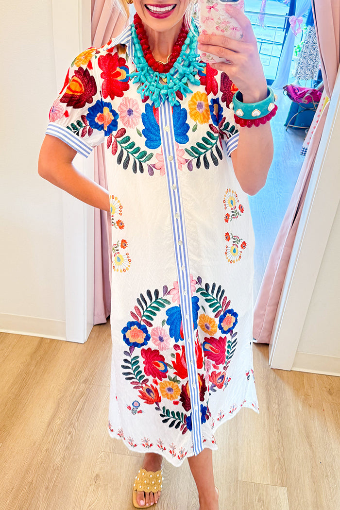 Botanical Printed Midi Dress