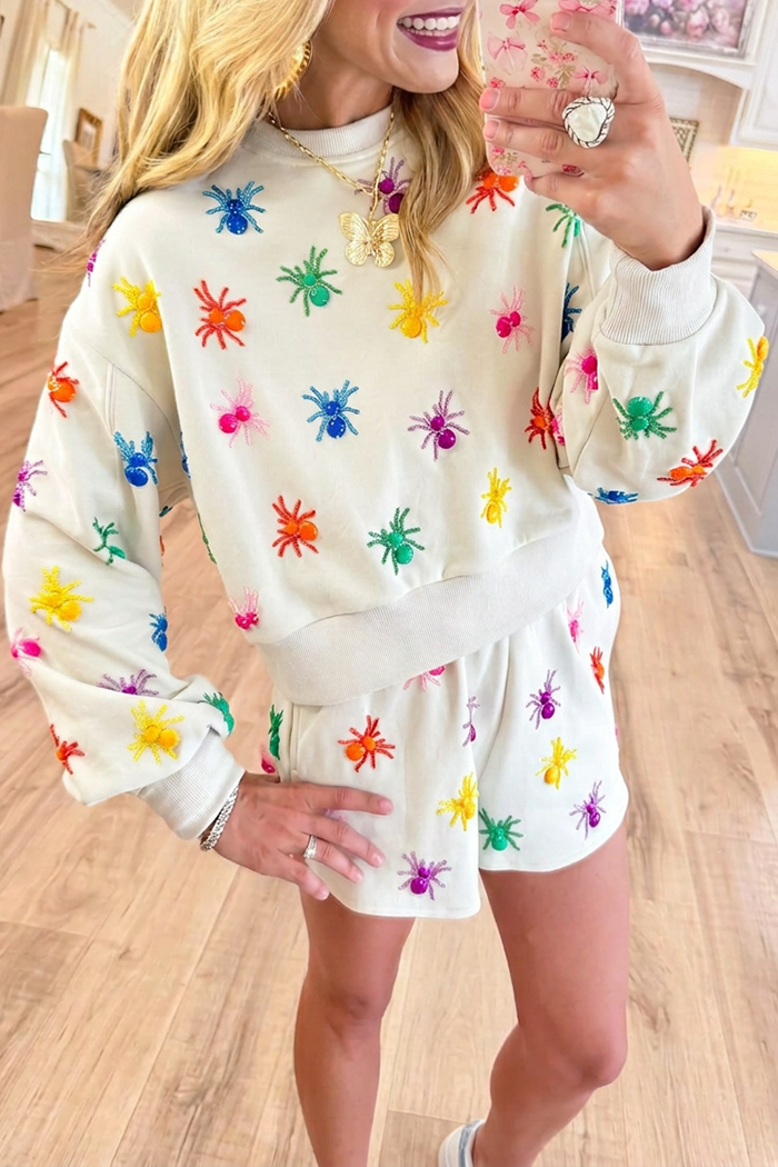 Off‑White Spider Embroidery Long Sleeve Short Set