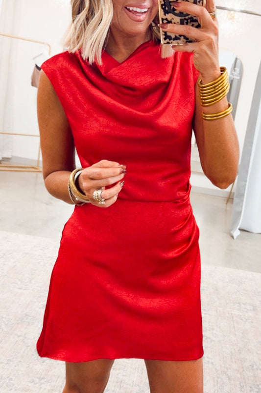 Draped Neck Elegant Mini Dress