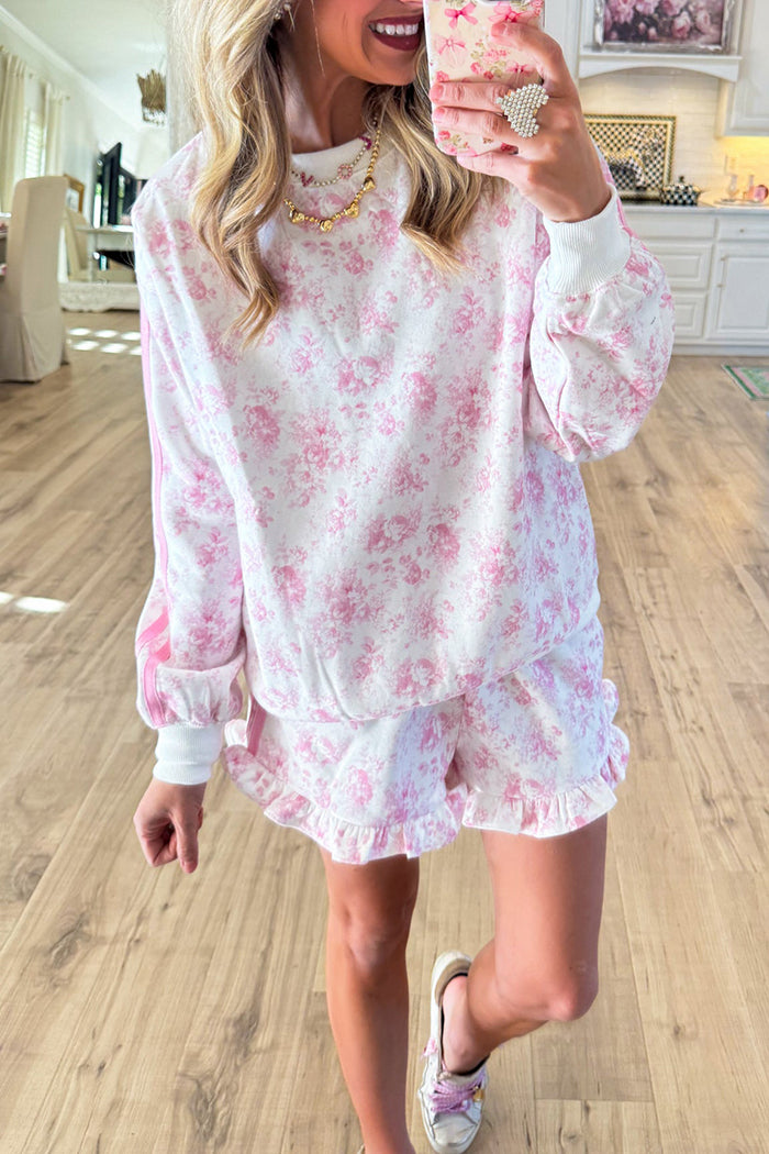 Floral Ruffle Hem Shorts Set