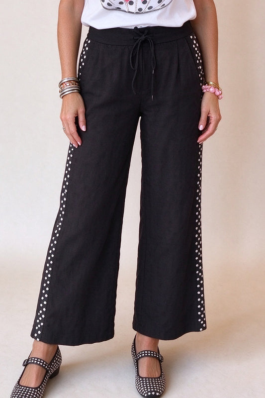 Polka Dot Side Wide Leg Pants