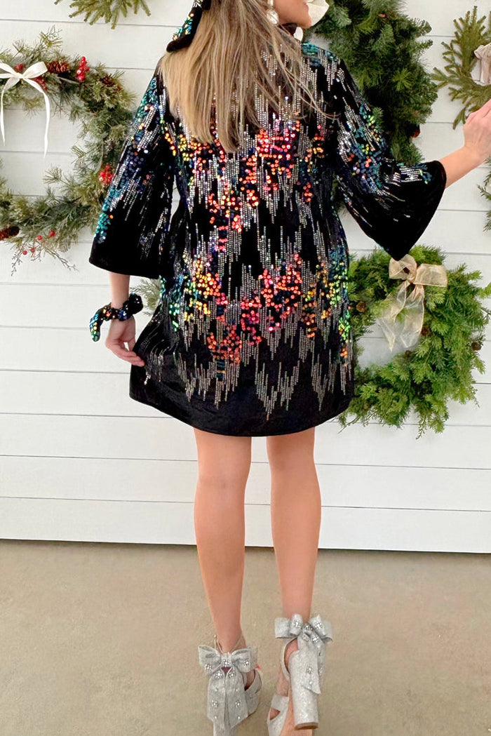 Sequin-Embellished Shift Dress