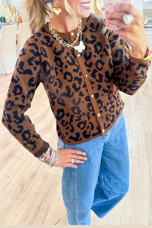 Causal Leopard Button Caridgan