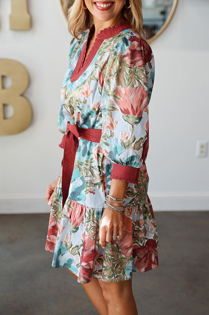 Floral Tiered Mini Pocket Dress