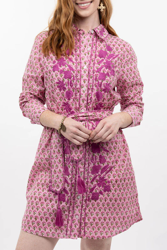 Pink Floral Print Midi Dress