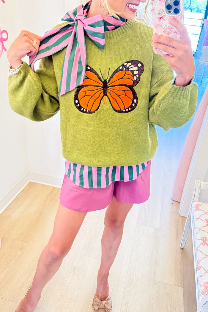 Green Butterfly Knit Sweater