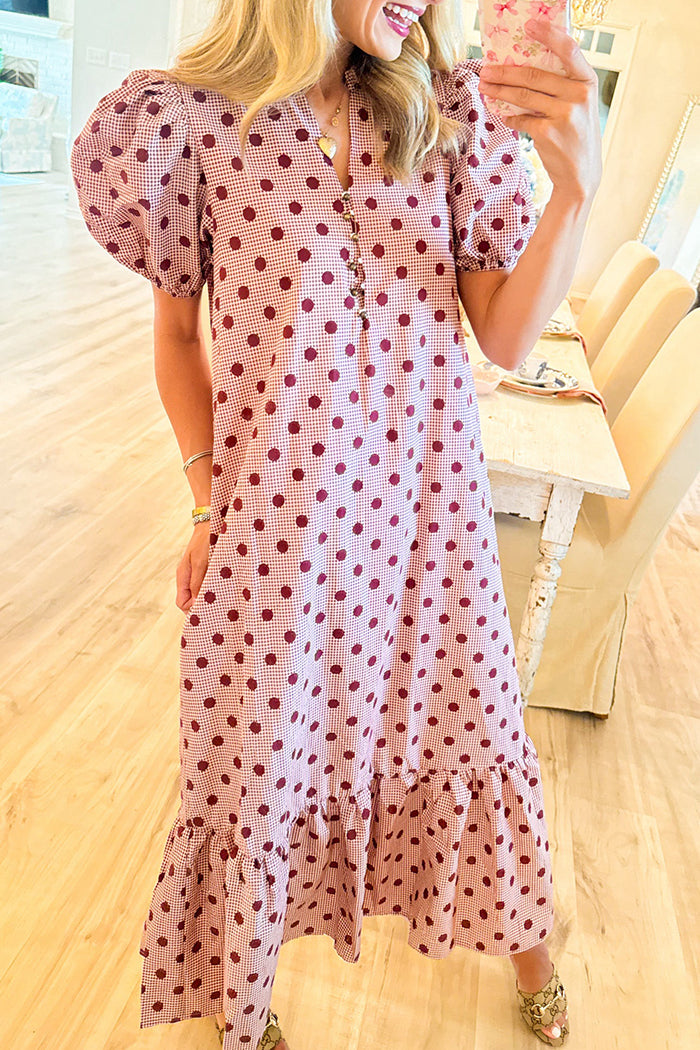 Gingham And Polka Dot Maxi Dress
