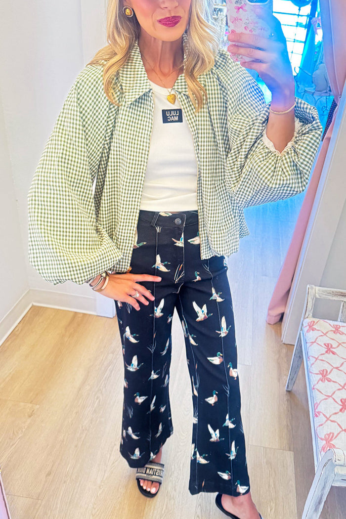 Black Mallard Duck Wide Leg Jeans